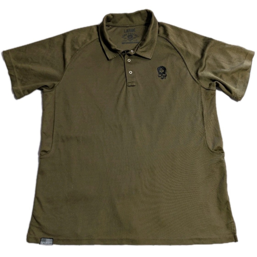Zero Foxtrot Tactical Polo Shirt Mens Large Olive Drab Skull Stay Zero Military
